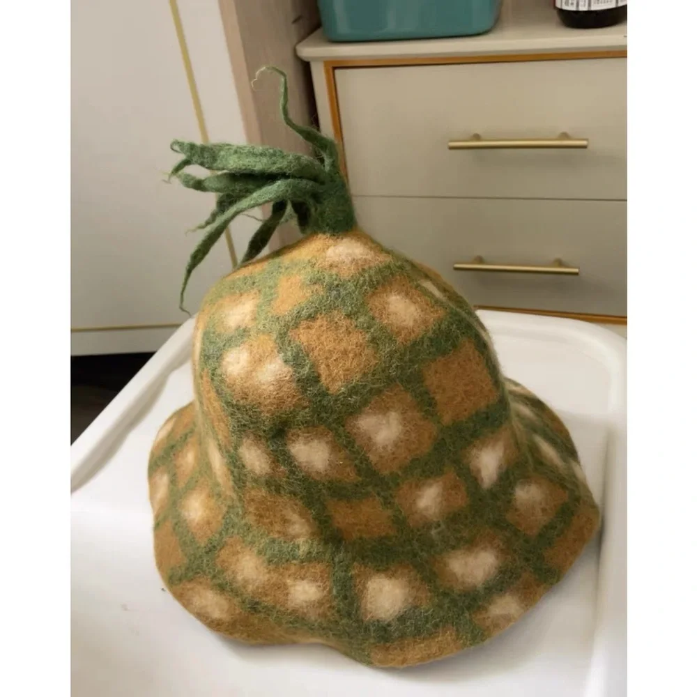 Plaid Green and Tan wool Party Hat